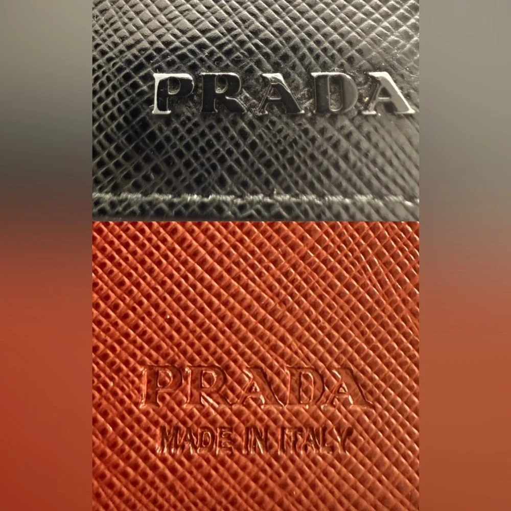 PRADA Saffiano Leather Long Wallet Black Burgundy Multi-Color‎ Interior